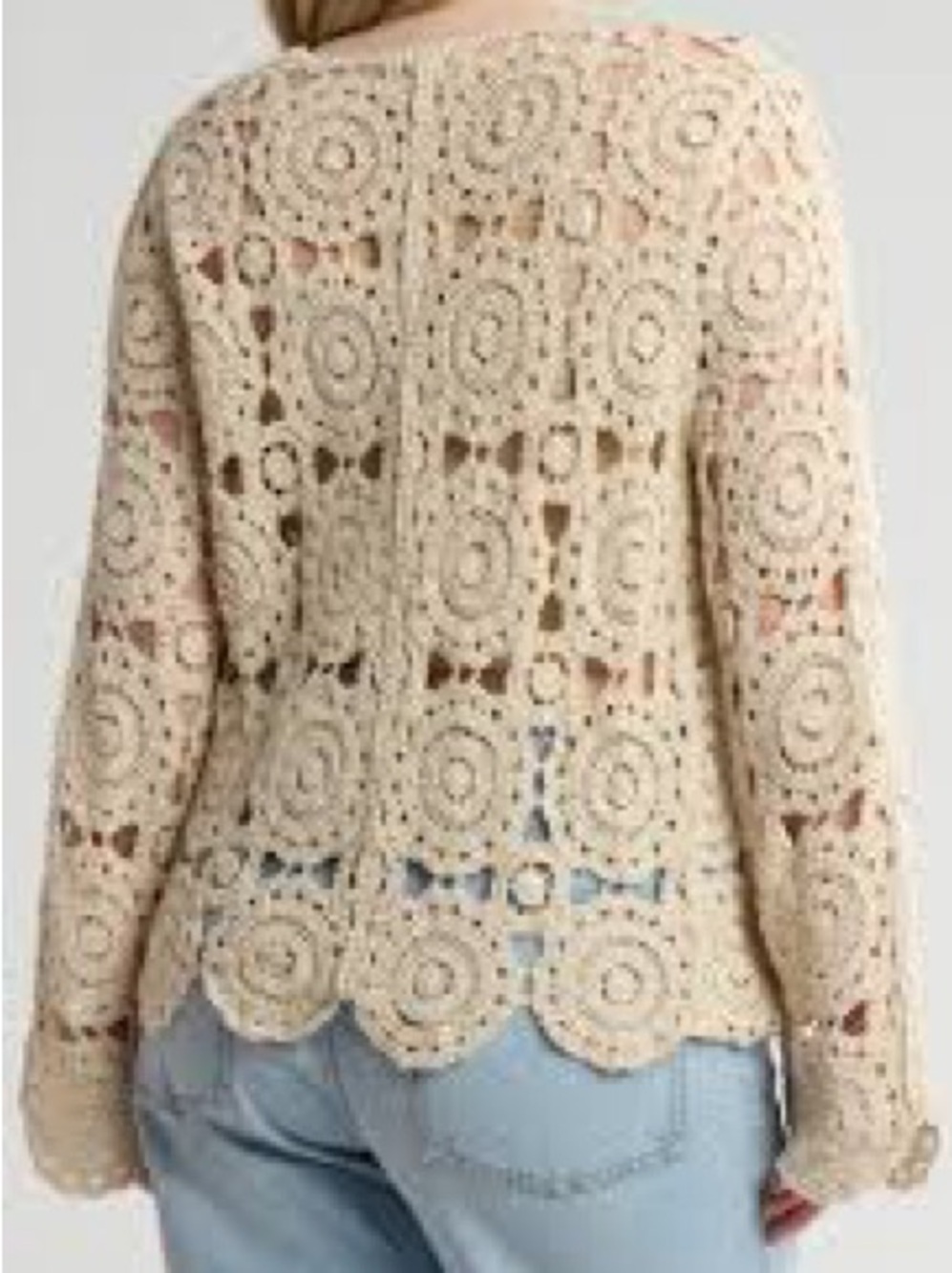 Solitaire Cream Crochet Floral Long-Sleeve Top - Picture 3 of 6